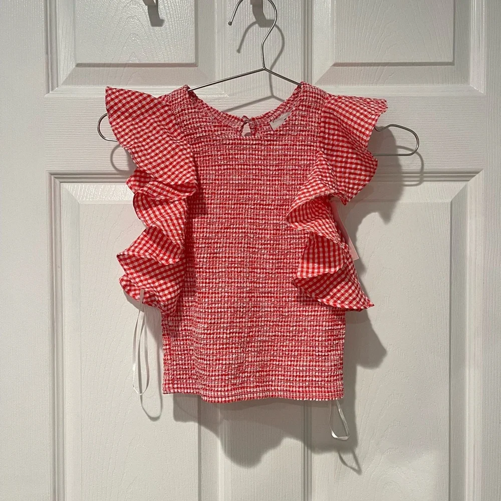 NWT C/MEO Collective Women's Pink and Red Crop Top - Picture 3 of 5